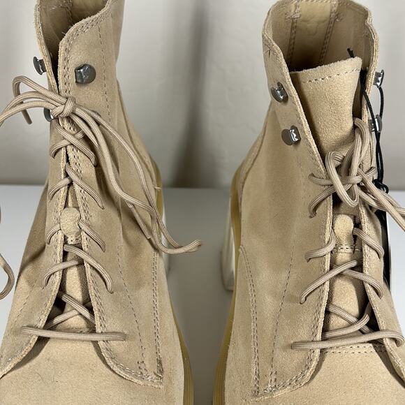 Sorel Hi-Line Waterproof Lace-Up Leather Suede Boots Chunky Heel Tan Sz 11 - Picture 7 of 14